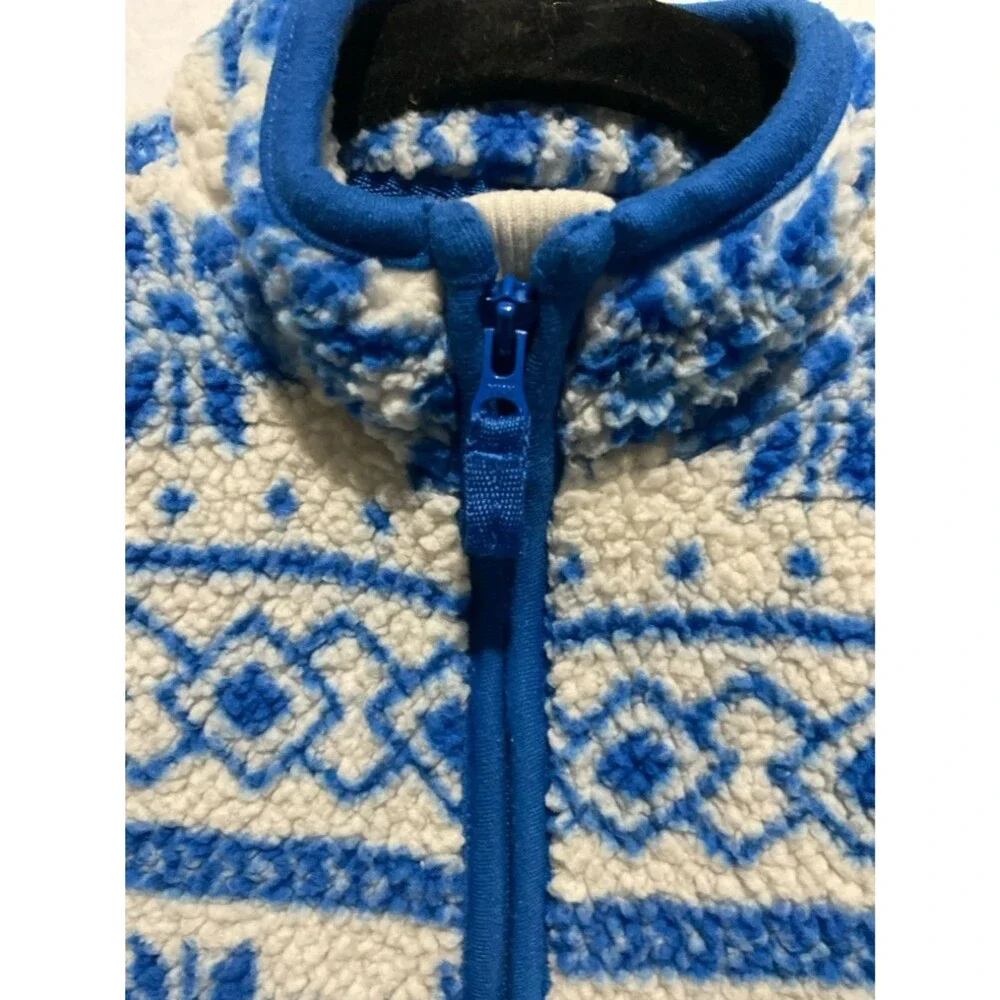 Carter's 24M Baby Boy Blue Nordic Snowflake Sherpa Fleece One-Piece Pajama Pram